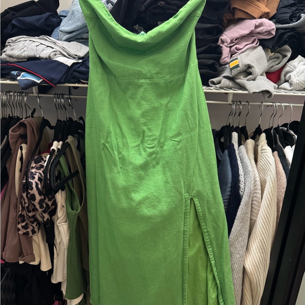 Petal & Pup Strapless Green Midi Dress